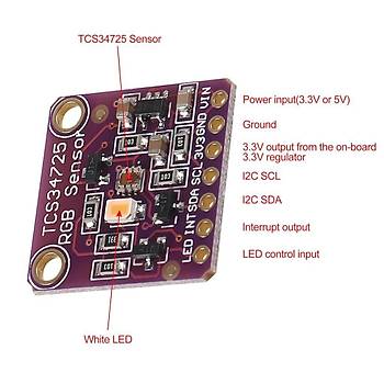 TCS34725 RGB Renk Algılama IR Filtre Sensör Modül