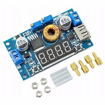 XL4015 75W 5A DC-DC Voltmetre Ekranl (4Digits) Voltaj Drc Modl