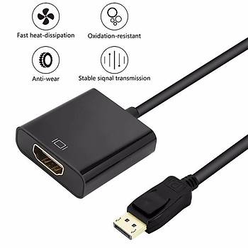 Displayport (M) To HDMI (F) evirici Adaptr Kablosu Siyah