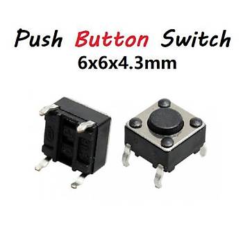 6x6x4.3 mm Tach  Buton (Push Button) (4 Bacak)