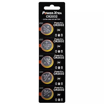 Power-Xtra 3V Lityum Pil / CCR2032 R2032 3V Dme Pil 5'li Kart Paket