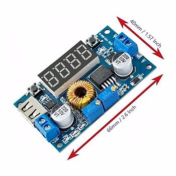 XL4015 75W 5A DC-DC Voltmetre Ekranl (4Digits) Voltaj Drc Modl