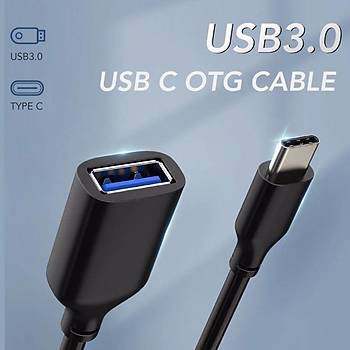 Type-C to USB 3.0 OTG Dönüştürücü Kablo Adaptör Siyah 20cm