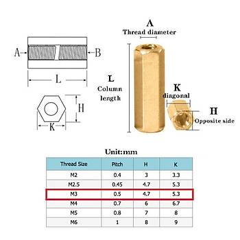 25mm M3 Dii-Dii Metal Distans Aralayc Spacer 