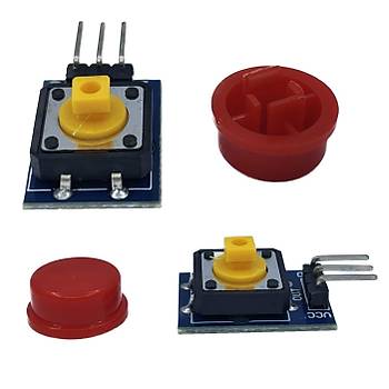12x12mm Push Buton Switch Krmz Kapak 1 Adet