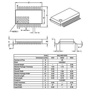 PIC16F1936 I/SS Smd 8-Bit 32MHz Mikrodenetleyici Ssop28