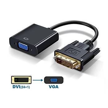 DVI-D (24+1) To Vga Aktif Dönüştürücü Adaptör Kablo Siyah (DVI-D Erkek - VGA Dişi)