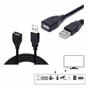 USB 2.0 Erkek - Dii (Male to Female) Uzatma Kablosu- 1.5m