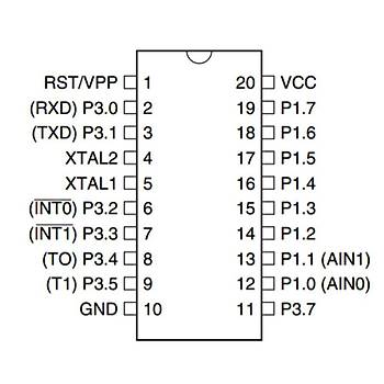 AT89C4051-24PU 8-Bit 24MHz Mikrodenetleyici DIP-20