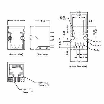 RJ45 HR911105A Hanrun Trafolu Ledli Ethernet Balant Soketi