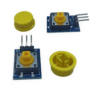 12x12mm Push Buton Switch Modul Sarı Kapak 1 Adet