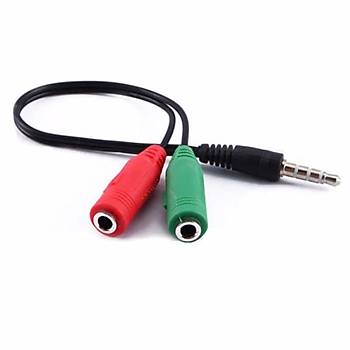 3.5mm Aux Kulaklk-Mikrofon Ayrc Kablo
