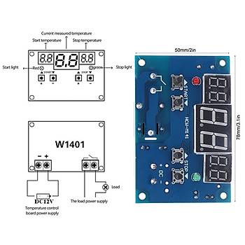 W1401 12V Dijital Scaklk Kontrol Cihaz