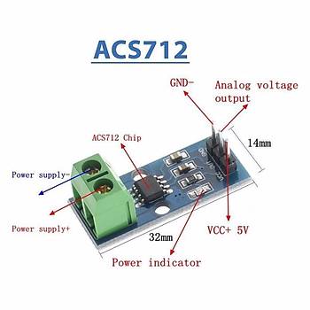 ACS712 Akım Sensörü -5 ila +5A