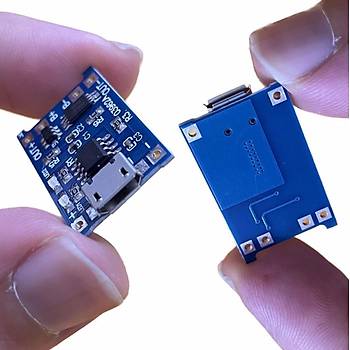 TP4056 Micro-USB Korumal Lipo Batarya arj Modl Devresi 
