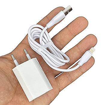 Apple-Iphone Uyumlu 1.0A Adaptr ve arj Kablosu Seti