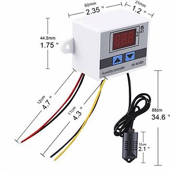 XH-W3005 Dijital Nem Kontrol Cihaz Kuluka Termostat 220V 1500W