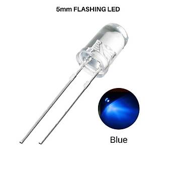 Flaşörlü LED Mavi 2 Bacaklı 5mm