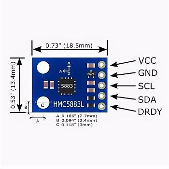 GY-273 HMC5883L Arduino 3 Eksen Pusula Sensr 