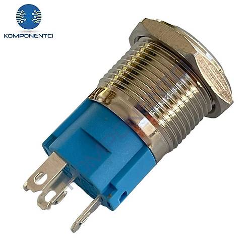 E36-1 16mm Metal Buton Yayl 12-24V Mavi Led  Ikl 1NO/1NC