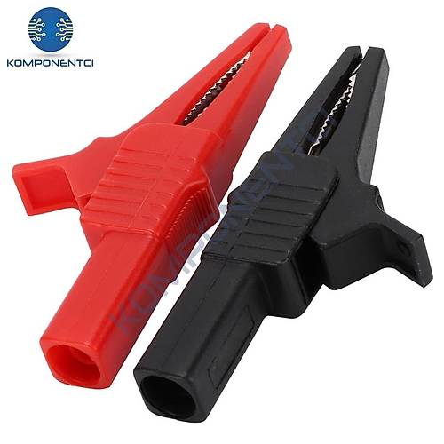 IC-243C 4mm Banana Jak Giri�li Krokodil 85mm Siyah K�rm�z� 2li Set