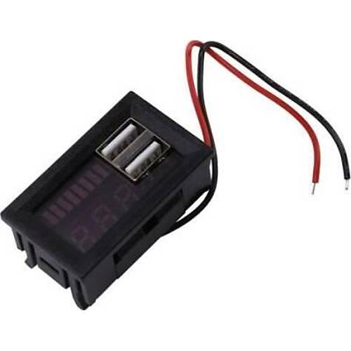 12V Ak� Kapasite G�stergesi - 5V 2A USB ��k��l�