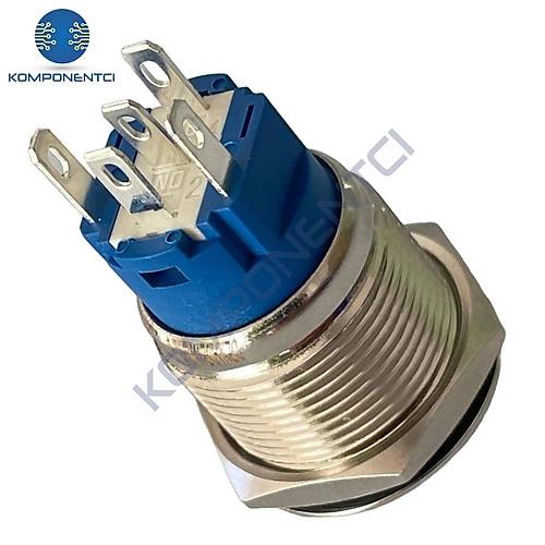 E1 19mm Metal Buton Kal�c�l� 12-24V K�rm�z� Led I��kl� 1NO/1NC