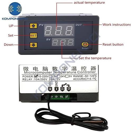 W3230 220V AC R�le ��k��l� Dijital Termostat S�cakl�k Kontrol Cihaz�