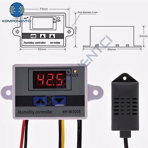 XH-W3005 Dijital Nem Kontrol Cihaz� Kulu�ka Termostat 220V 1500W