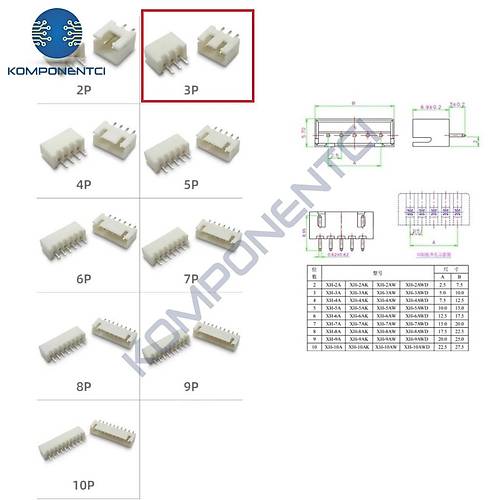 3 Pin JST-XHB 2.54 Dz Tunik Konnektr Erkek
