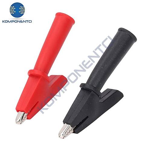 IC-243A 4mm Banana Jak Giri�li Krokodil WD1096 Siyah K�rm�z� Set