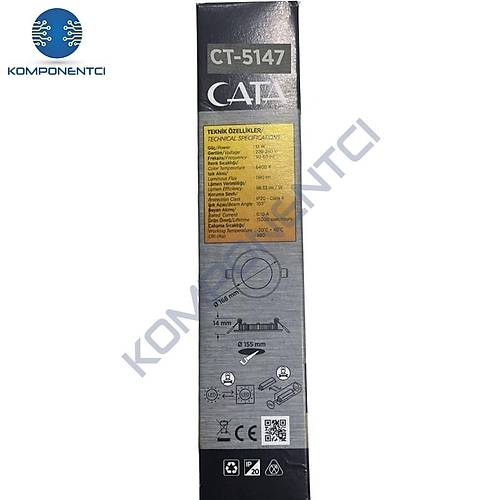 Cata CT-5147 12W 6400K Slim Panel Led Spot Beyaz Ik