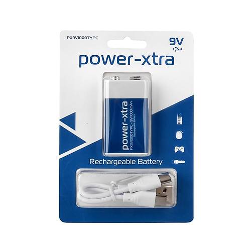 Power-Xtra PX9V1000TYPC 9V 1000 mAh Lithium �arjl� Pil Type-C