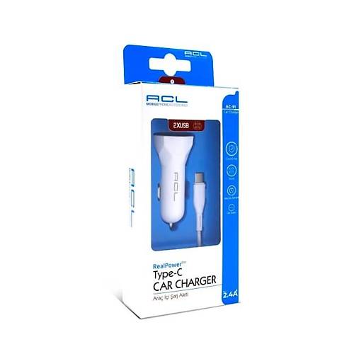 ACL AC-91 2.4A 10W 2xUSB 1mt Type-C Kablolu Ara� ��i �arj Aleti