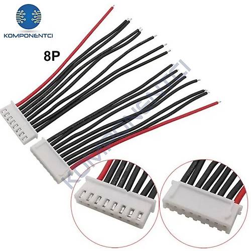 JST-XH 2.54mm 8 Pin 26AWG 20cm Tek Damarl Dii Balant Kablosu