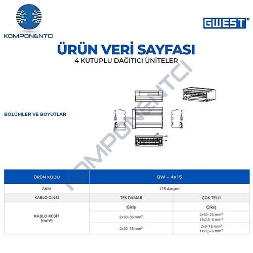 Gwest GW-4x15 4 Kutuplu 125A Giri�li Da��t�c� �nite