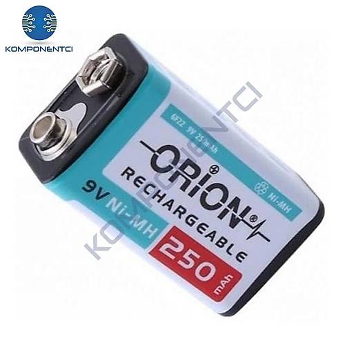 Orion 9V 250mAh Ni-Mh arj Edilebilir Pil