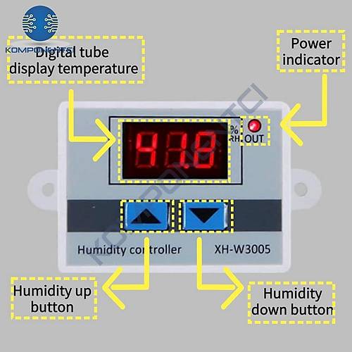 XH-W3005 Dijital Nem Kontrol Cihaz� Kulu�ka Termostat 220V 1500W
