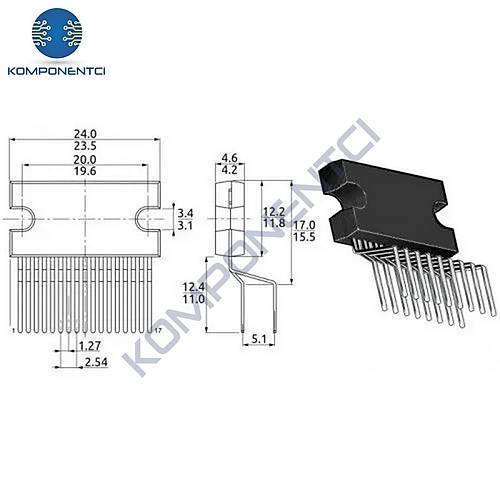 TDA1558Q Amplifikat�r Ses Entegresi SIL-17
