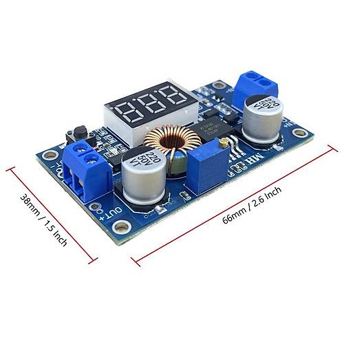 XL4015 75W 5A DC-DC Voltmetre Ekranl (3 Digits) Voltaj Drc Modl