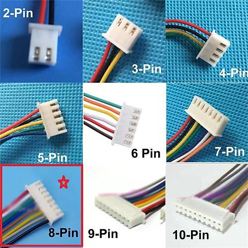 JST-XH 2.54mm 8 Pin 26AWG 20cm Tek Damarl Dii Balant Kablosu