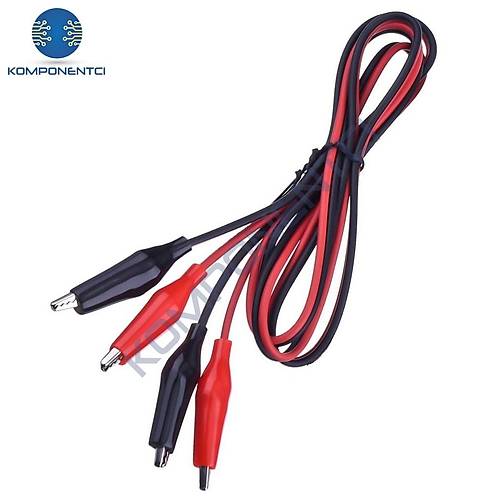 IC-247A-2 Krokodil Kablo Set 2 Adet (K�rm�z� - Siyah)