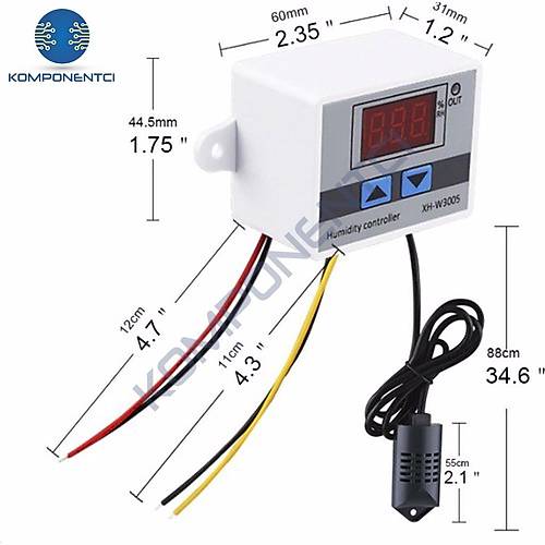 XH-W3005 Dijital Nem Kontrol Cihaz� Kulu�ka Termostat 220V 1500W