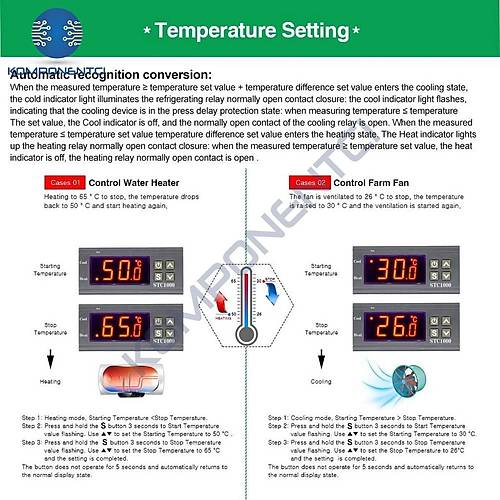 STC-1000 12V DC LCD Ekranl� Problu Termostat Dijital S�cakl�k Kontrol Cihaz�
