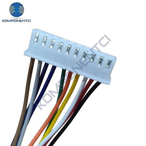 JST-XH 2.54mm 10 Pin 26AWG 20cm Tek Damarl� Di�i Ba�lant� Kablosu