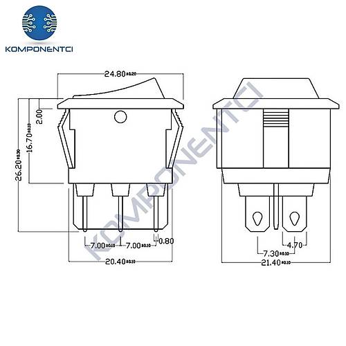 IC-134-6 Yuvarlak Tekne Tipi Anahtar On-Off-On 6P