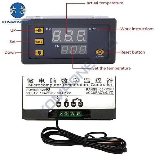 W3230 12V DC R�le ��k��l� Dijital Termostat S�cakl�k Kontrol Cihaz�
