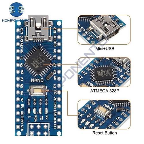 Arduino Nano Klon V3.0 - USB CH340 Chip (USB Kablo Dahil)