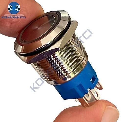 E1 19mm Metal Buton Kal�c�l� 12-24V K�rm�z� Led I��kl� 1NO/1NC