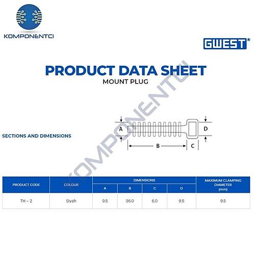Gwest�TH-2 Beton Kro�e Paket Siyah 100 Adet